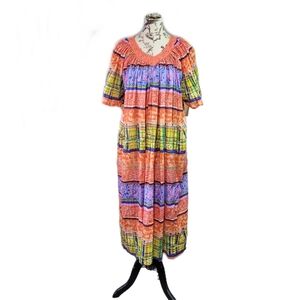 Vintage Naqui New York MuMu Cottage Core 100% Cotton Maxi Dress No Size Tag